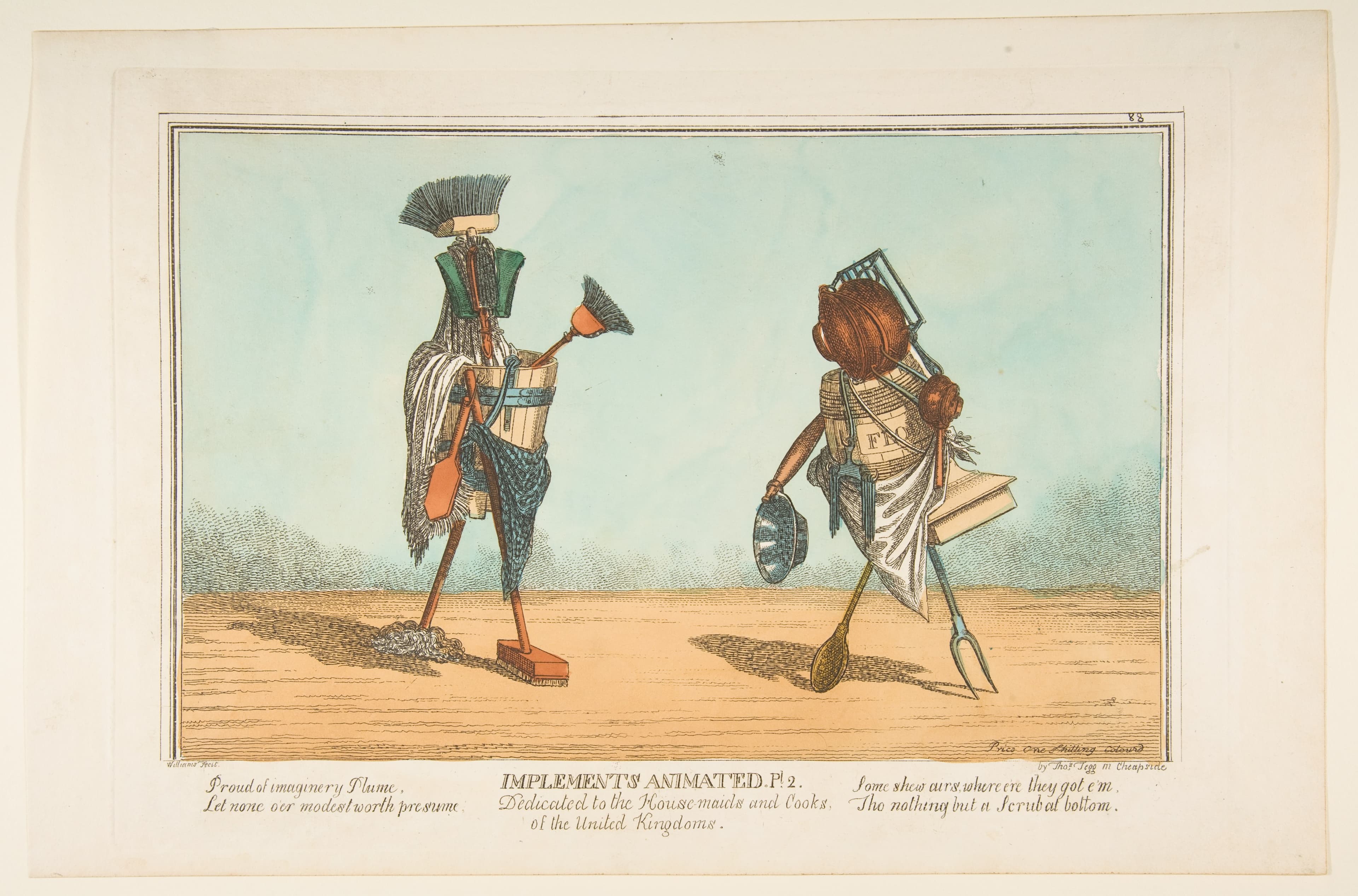 Detail van een spotprent met een figuur van ketels en een schort